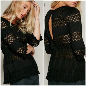 Free People Fire Island Drawstring Waist Boho Top Large